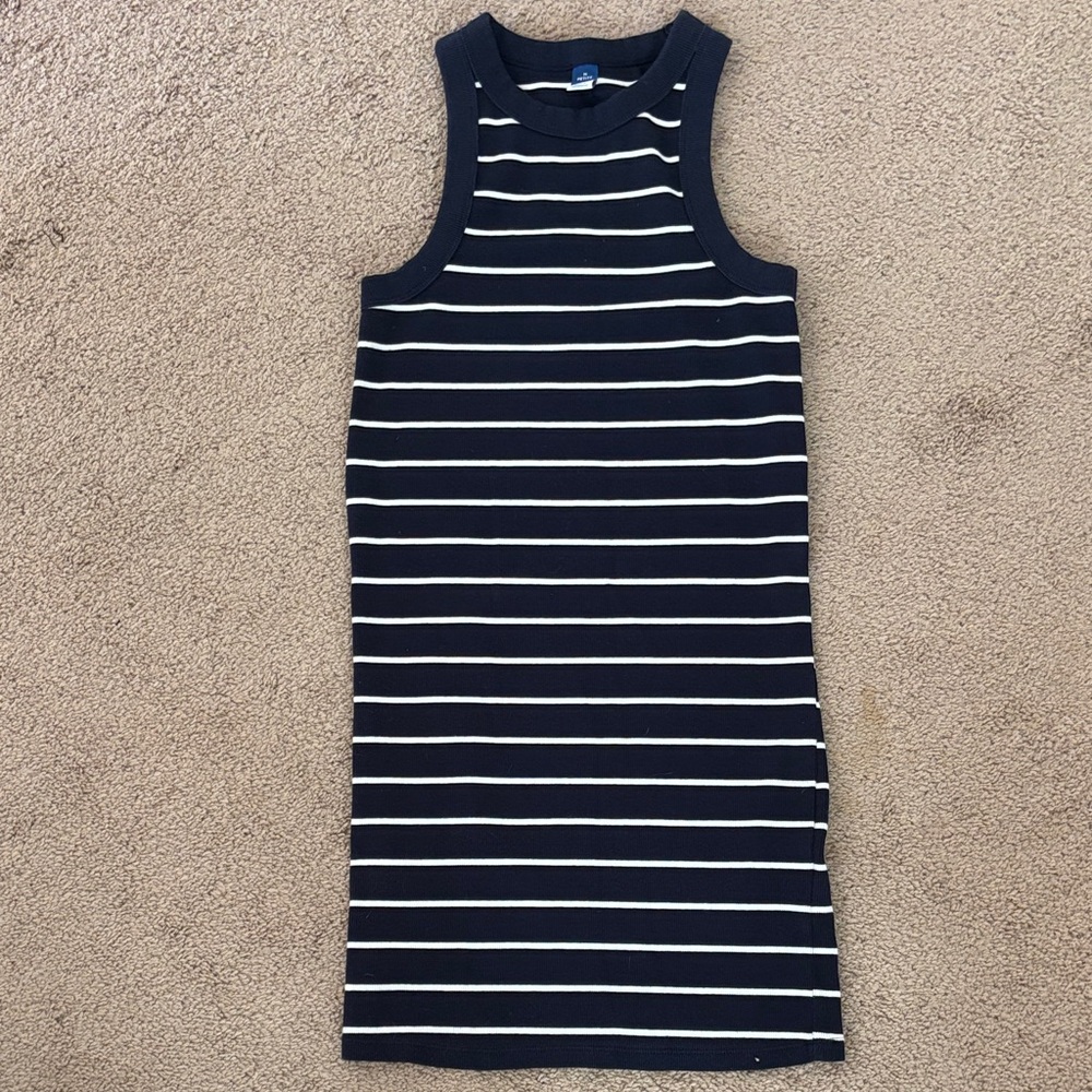 Navy & White Striped Dress